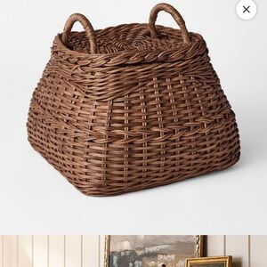 NWT Studio McGee Dark Brown Woven Basket with Lid